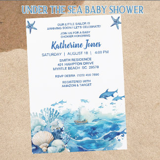 Under the Sea Boy Baby Shower   Invitation