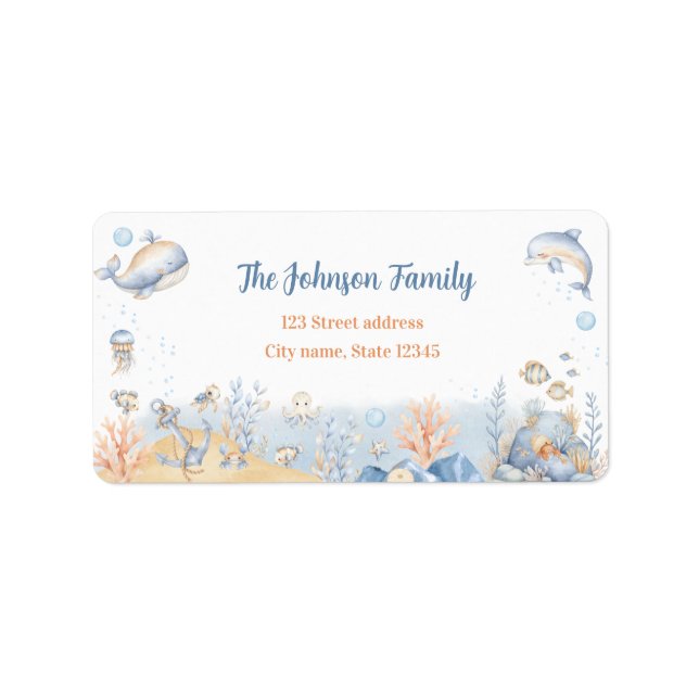 Under the Sea Boy Birthday Return Address Label (Front)