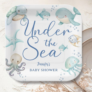 Under The Sea Boy Ocean Baby Shower Paper Plate