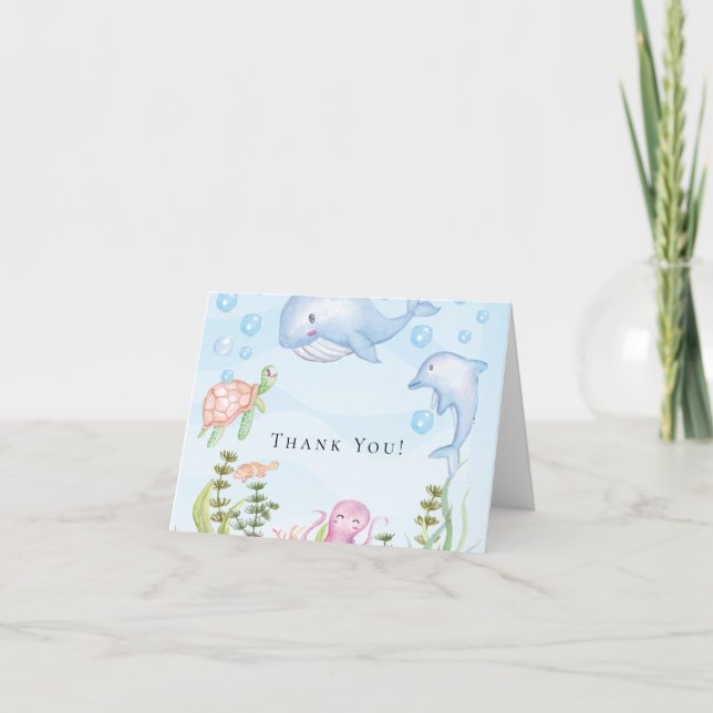 Under the Sea Boys Baby Shower Thank You Note Card (Front)