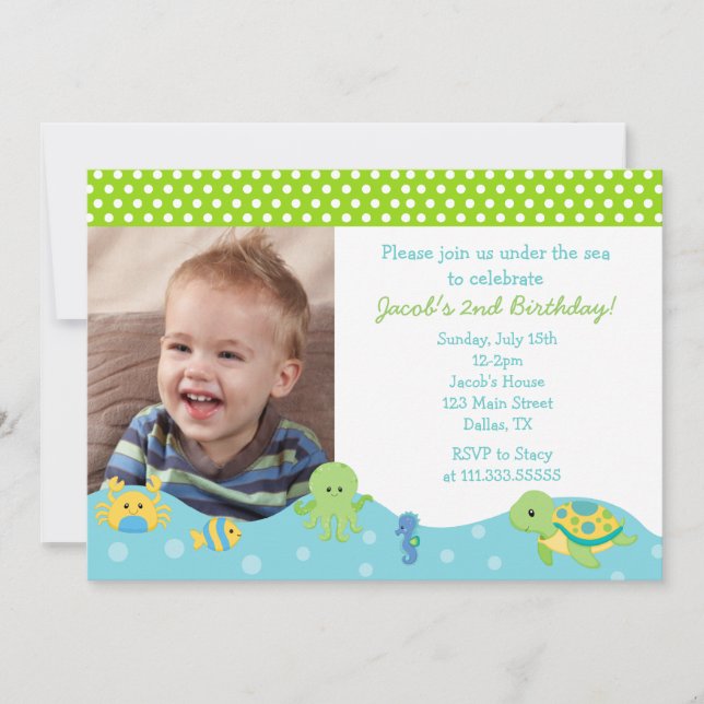 Under the Sea Boys Custom Birthday Invitations (Front)