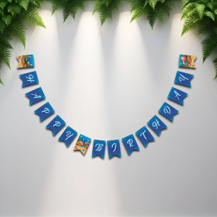 Under the Sea Cartoon Ocean Animals Happy Birthday Bunting Flags