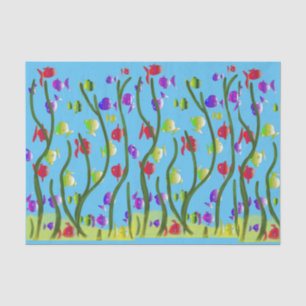 under the sea cartoon-style fun fish swimming  tissue paper