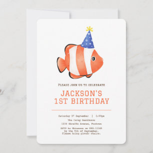 Under the sea clownfish birthday invitation
