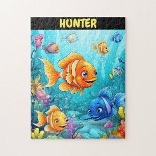 Under the sea colourful fishes puzzle for kids 