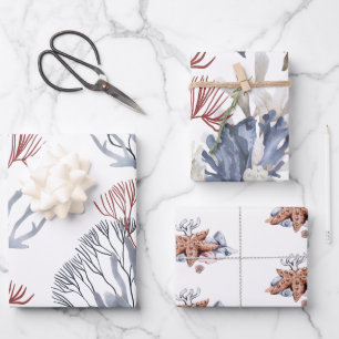 Under the Sea Corals and Starfish Wrapping Paper Sheet