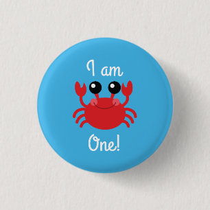 Under the Sea Crab 1st Birthday Button Pin