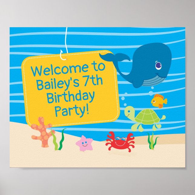 Under the Sea Creatures Birthday Poster (Front)
