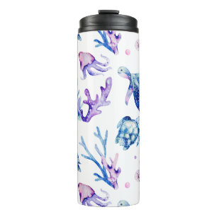 Under the sea creatures seamless pattern thermal tumbler