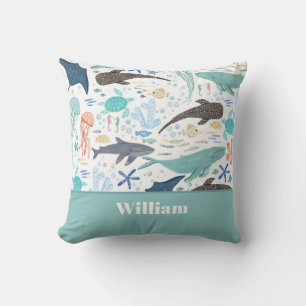 Under The Sea Custom Name Throw Pillow