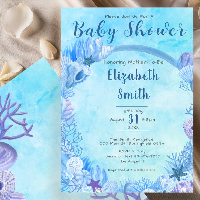 Under the Sea Cute Blue Boy's Baby Shower Invitation (Creator Uploaded)