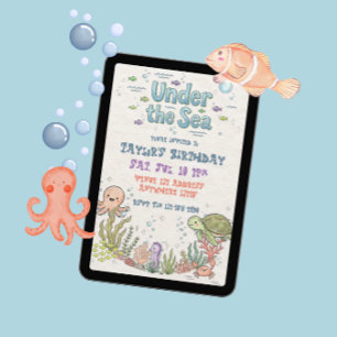 Under the Sea Cute Illustrated Birthday Invitation