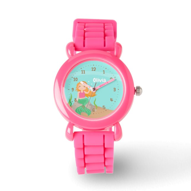 Under the Sea Cute Mermaid Girl Personalized Watch (Front)