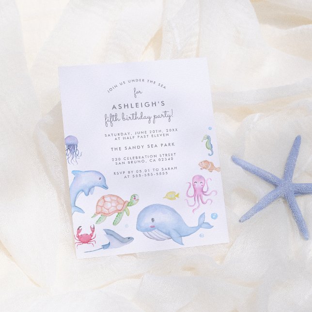 Under The Sea | Cute Nautical Boys Birthday Party Invitation Postcard (Creator Uploaded)