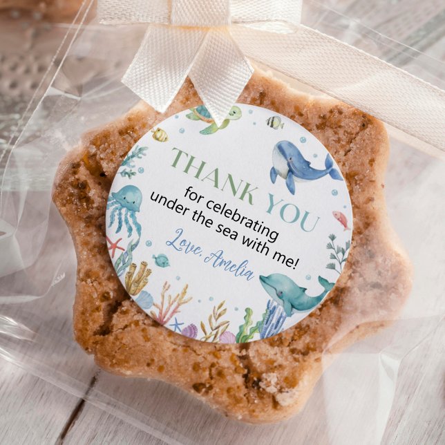 Under the Sea Cute Ocean Animals Birthday Classic Round Sticker (Creator Uploaded)