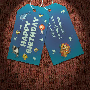 Under the Sea Cute Ocean Animals Happy Birthday Gift Tags