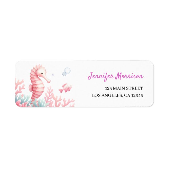 Under the Sea Cute Ocean Pink Girl Address Label (Front)