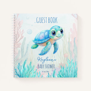 Under the sea cute turtle baby shower guest book