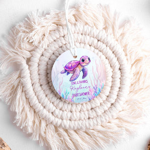 Under the sea cute turtle pink baby shower favour tags