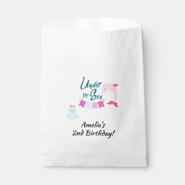 Under the Sea Dolphin | Girl's Birthday Party Favour Bag (Front)