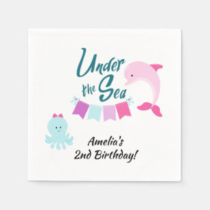 Under the Sea Dolphin   Girl's Birthday Party Napkin