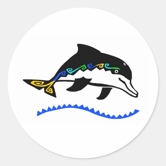 Under the sea - DOLPHIN- Nature - Wildlife - Classic Round Sticker (Front)