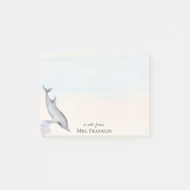 Under the Sea Dolphin Personalized 2  Post-it Notes (Front)