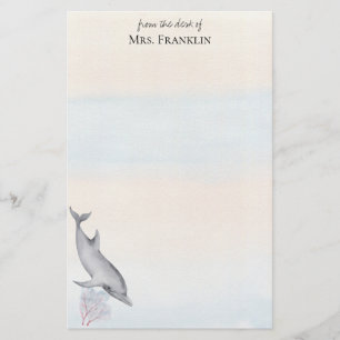 Under the Sea Dolphin Personalized 2  Stationery