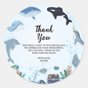 Under The Sea Dolphin Shark Whales Birthday  Classic Round Sticker