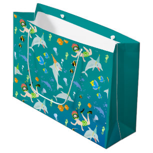 Under the sea dolphins and boy birthday party large gift bag