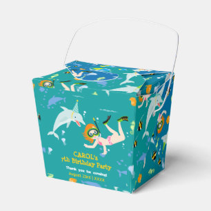 Under the sea dolphins and girl Birthday Party Favor Box