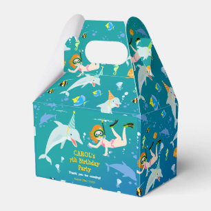 Under the sea dolphins and girl Birthday Party Favor Box