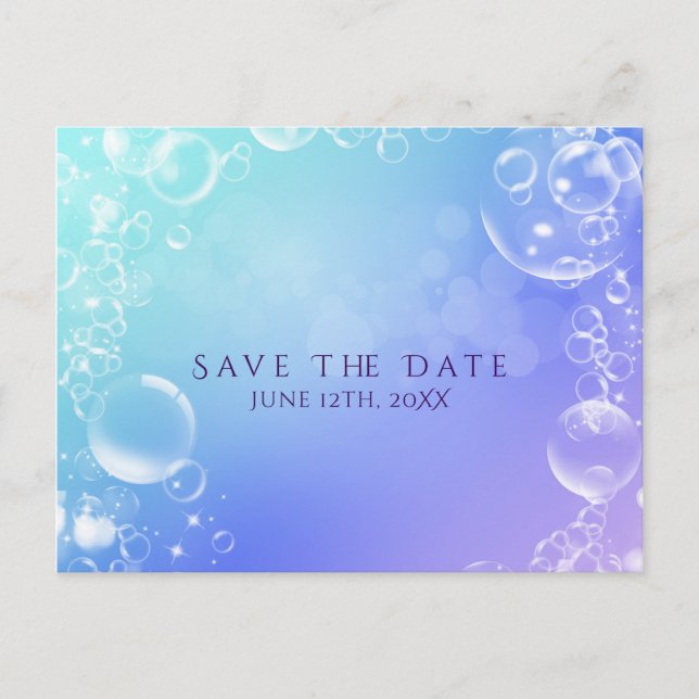 Under the Sea Enchanted Bubbles Save the Date Announcement Postcard (Front)
