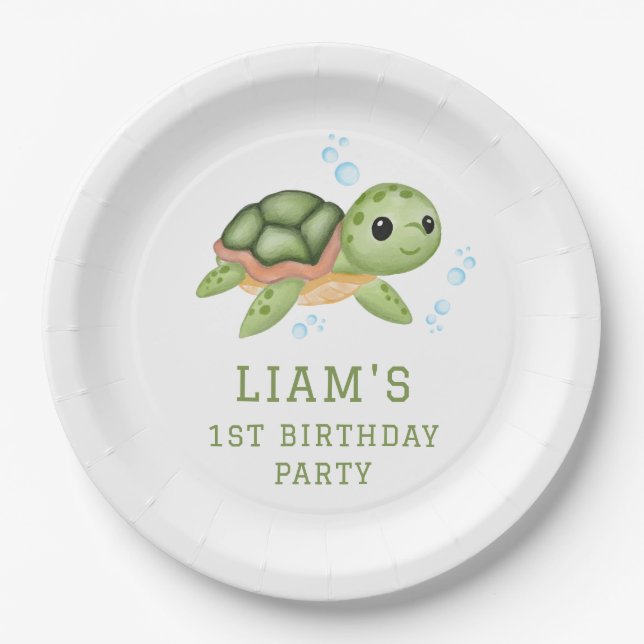 Under the sea first birthday Paper  Plate (Front)
