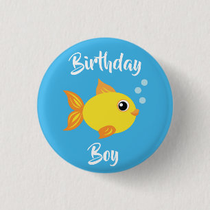 Under the Sea Fish Birthday Party 1 Inch Round Button