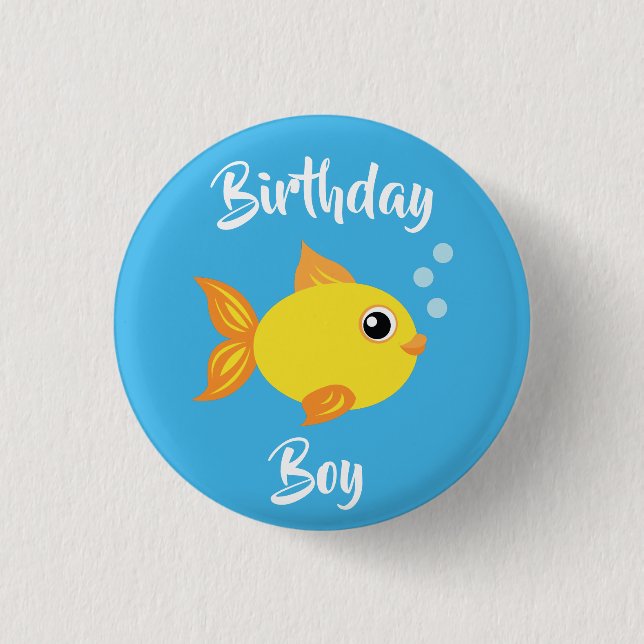 Under the Sea Fish Birthday Party 1 Inch Round Button (Front)