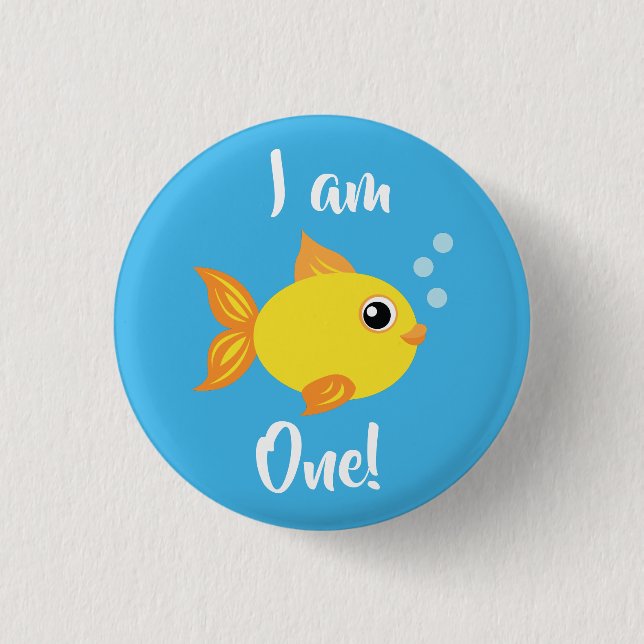 Under the Sea Fish Birthday Party 1 Inch Round Button (Front)