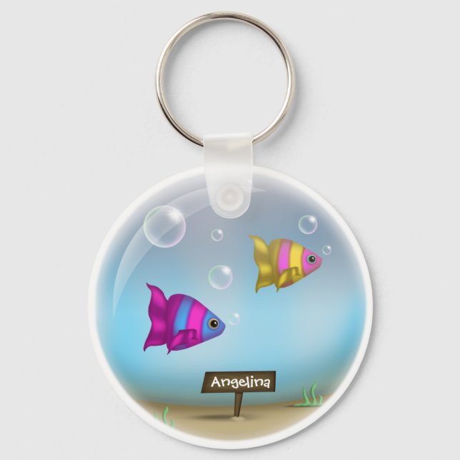 Under the Sea - Fish Bowl Design - Keychain (Front)