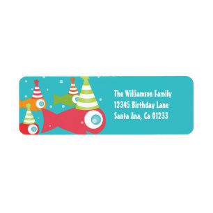 Under the Sea Fishes Birthday Return Address Label