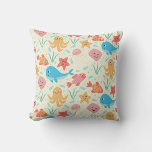 Under the Sea Funny Creatures Pattern Throw Pillow