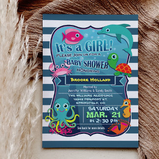 Under the Sea Girl Baby Shower Invitation