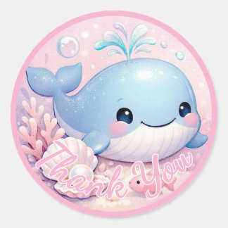 Under the Sea Girl Baby Shower Pink Ocean  Classic Round Sticker