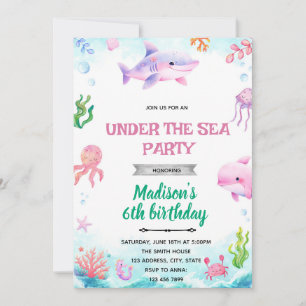 Under the sea girl party  invitation