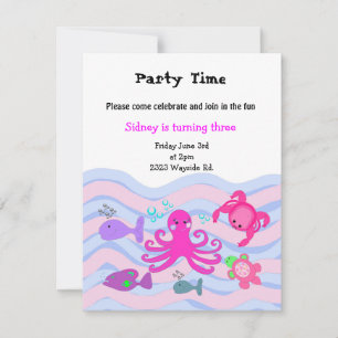Under the Sea Girls Birthday Invitation