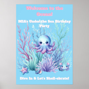 Under the Sea -Girls Birthday Poster Editable