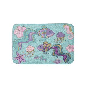 Under The Sea Glittering Pastel Bath Mat