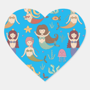 Under the Sea Happy Mermaid Doing What Mermaids Do Heart Sticker