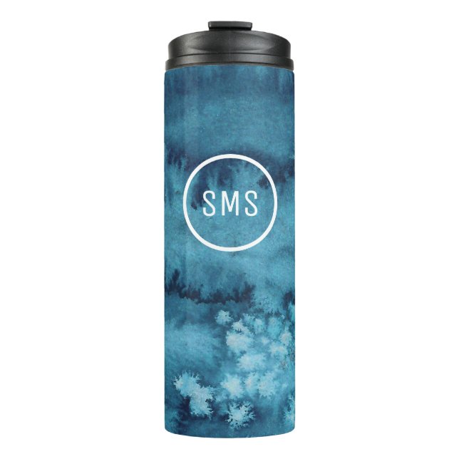 Under the sea insulated tumbler blue watercolor (Front)