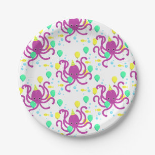 Under the sea Invitation, Octopus Birthday Paper Plate