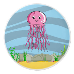Under the Sea Jelly Fish Ceramic Knob